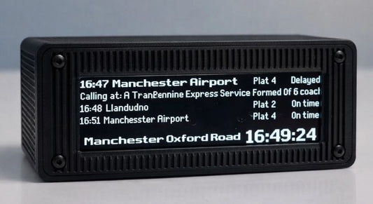 Custom UK Train Departure Board – Live National Rail Updates – Desktop Display - White Text